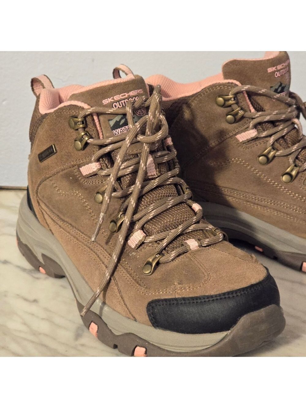 SKETCHERS Womens Trego Alpine Trail Hiking Boots W11 Tan Suede - Picture 6 of 12
